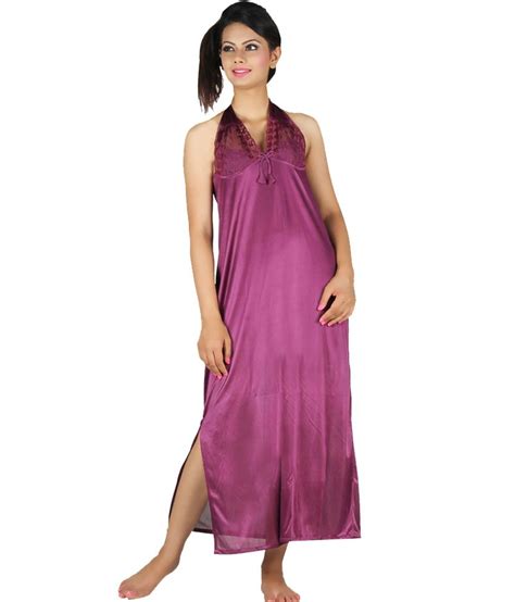 Buy Firstloot Purple Silk Nighty And Night Gowns Pack Of 2 Online At Best Prices In India Snapdeal