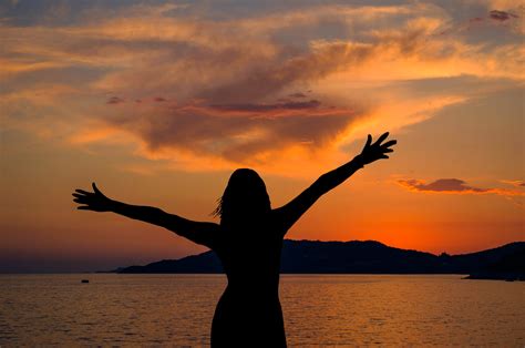 free images sunset woman silhouette horizon clouds dusk people landscape outdoor wind