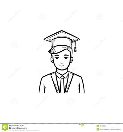Graduate Student Hand Drawn Sketch Icon Stock Vector Illustration Of