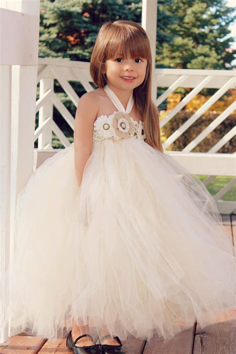 Country Couture Flower Girl Tutu Dress Shabby Chic Wedding