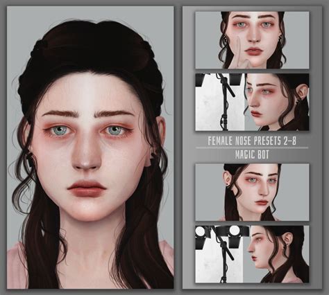 Located in the ears section in cas #sims4cc. FEMALE NOSE PRESETS #2-8 in 2020 | Sims 4, Sims 4 body ...