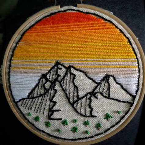 Simple Embroidery Mountains Simple Embroidery Hand Embroidery Art
