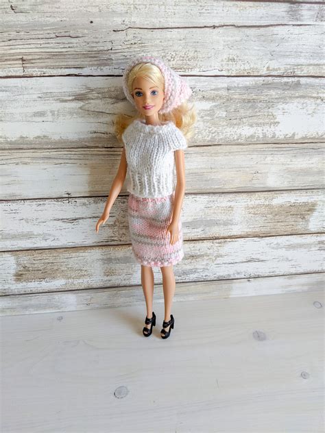 Knit Barbie Clothes Three Piece Barbie Outfit Barbie Skirt Etsy