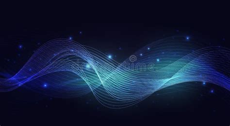 Luminous Neon Blue Waves Abstract Light Shine Effect Magic Wind With