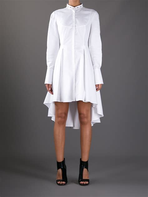 Lyst Alexander Mcqueen Studded Collar Shirt Dress In White