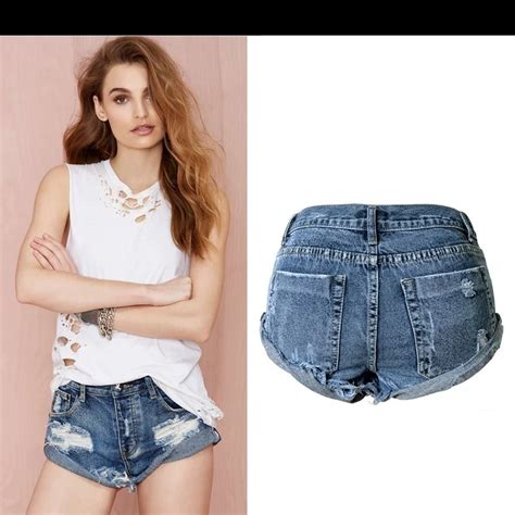 Buy High Quality Womens Fashion Brand Ripped Loose Mid Waisted Casual Blue