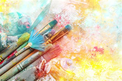 Free Download Row Of Artist Paint Brushes On Background Stock Photo