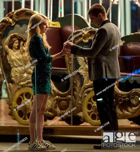 Emma Roberts And Dave Franco Film A Scene On A Carousel For Their New Movie Nerve In Brooklyn