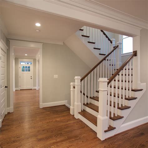 The Beautiful U Shaped Stair Has Hardwood Treads And Handrails With