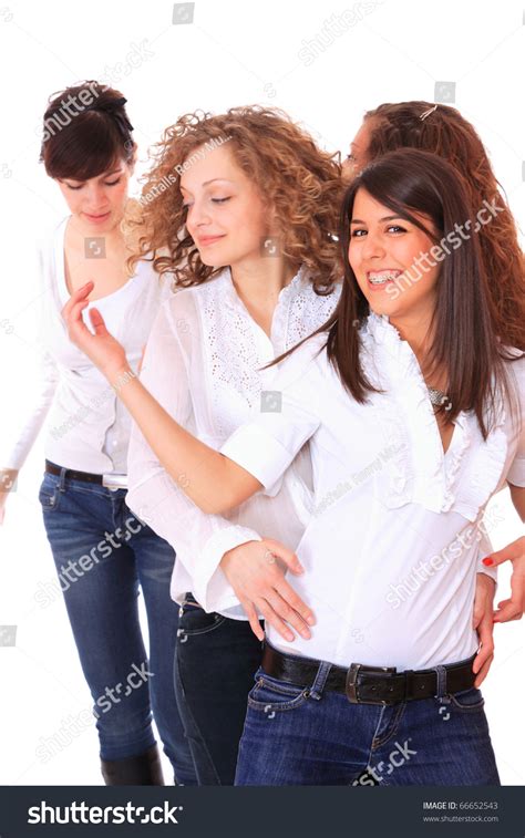 Group Happy Pretty Laughing Girls Over Stock Photo 66652543 Shutterstock