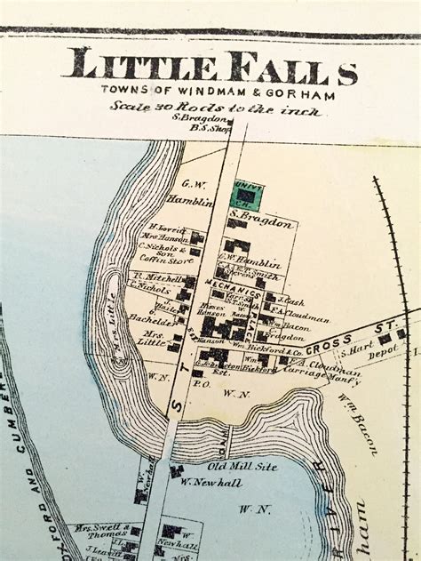 Antique 1871 Little Falls Maine Map From Fw Beers Atlas Of Etsy