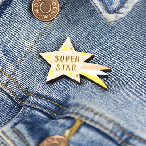 Superstar Wooden Pin Badge By Squirrelbandit