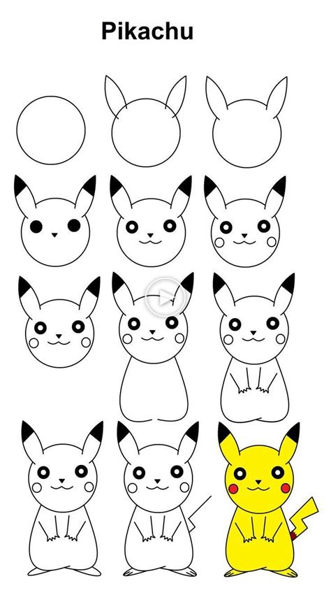 Pikachu Step By Step Tutorial Easy Drawings For Beginners Cute Easy
