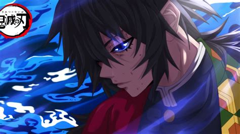 Demon Slayer Giyuu Tomioka With Blue Eyes With Background Of Blue Hd Anime Wallpapers Hd