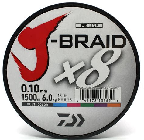 Daiwa J Braid X8 Fach Geflochten Schnur Multi Color 0 10mm 6 0kg