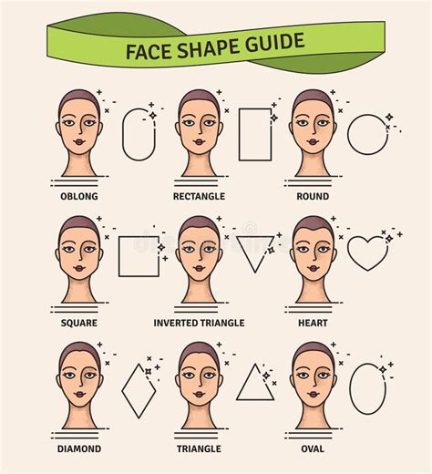 Face Shape Guide The Set Of Different Types Of Woman Face Various