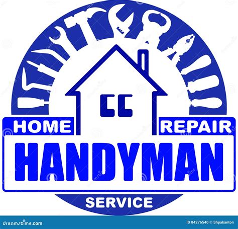 Handyman Home Repair Services Round Vector Design For Your Logo Stock