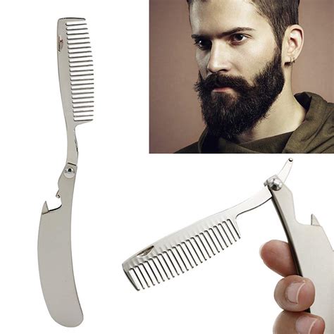 Shininglove Stainless Steel Beard Comb Men Dedicated Folding Comb Mini Pocket Beard Care Tool