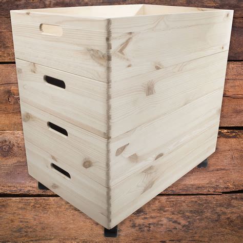 Choice Of Plain Stacking Extra Large Shallow Wooden Open Crates Boxes