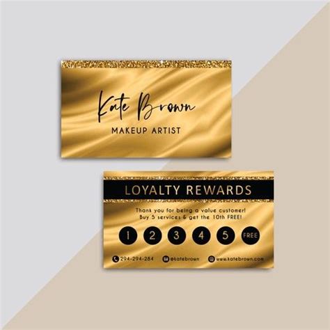 Gold Credit Card Loyalty Card Makeup Artist Loyalty Rewards Card BC12