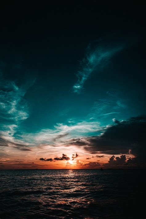 Sea Sunset Clouds Dusk Waves Hd Phone Wallpaper Peakpx