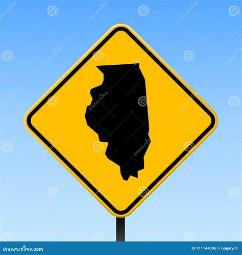 Illinois Map On Road Sign Stock Vector Illustration Of Sightseeing