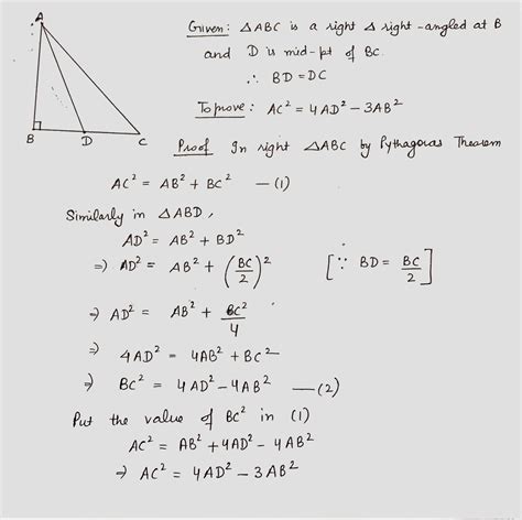 Triangle Abc Is Right Angled At B And D Is The Mid Point Of Bc Prove