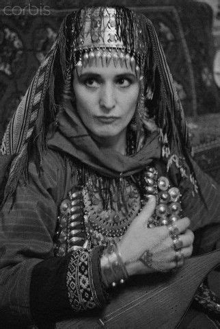 Turkmen Woman Wearing Elaborate Traditional Dress And Jewelry Kad N
