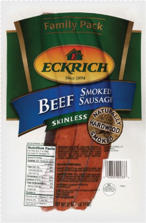 Bratwurst Eckrich Beef Sausage 30 Oz Transparent Png 295x451