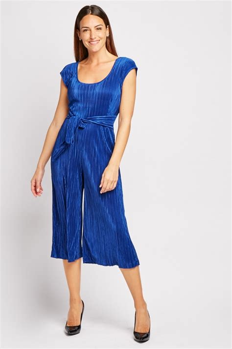 Wide Pleated Jumpsuit Royal Blue Just 6