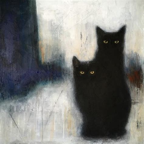 Original Abstract Cat Painting Black Catsacrylic Painting Etsy