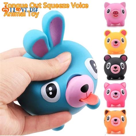 Cute Spit Out Tongue Funny Squeeze Toy With Sound Small Size Tongue