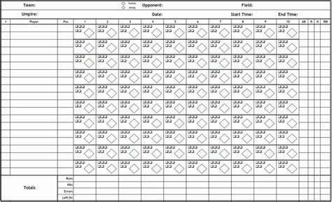 30 Baseball Scoring Sheet Printable Example Document Template