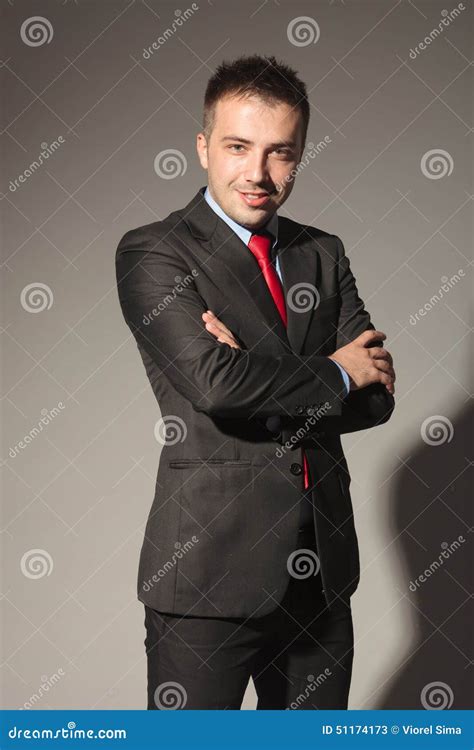 Smiling Business Man Holding His Hands Crossed Stock Image Image Of