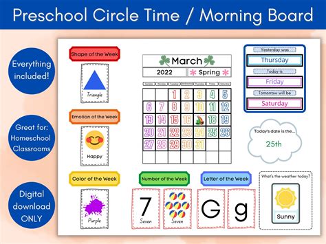 Preschool Morning Board Circle Time Daily Calendar For Kids Etsy