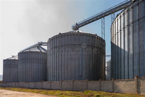 Agricultural Silos Storage And Drying Of Grains Stock Image Image Of