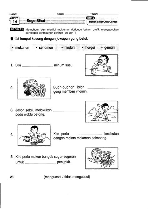 Latihan Menulis Bahasa Melayu Tahun 1 Gambaran