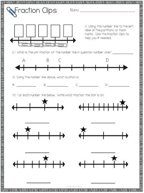 Plotting Fractions On A Number Line Worksheets