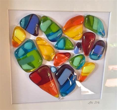 Framed Fused Glass Heart Valentine S T Valentine Etsy