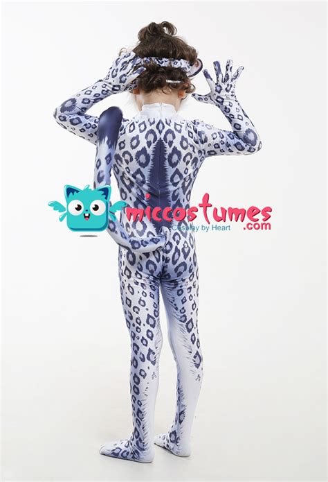 Kids Halloween Costume Homemade Cute Snow Leopard Zentai Suit Zoo