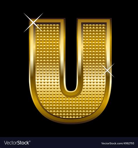 Golden Font Type Letter U Royalty Free Vector Image