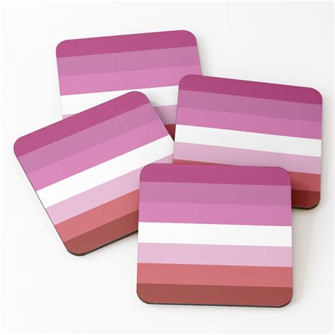 Lesbian Pride Flag Stripe On Black Coasters Set Of 4 By