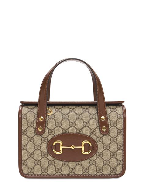 Gucci Horsebit 1955 Mini Top Handle Bag Gg Supreme And White For Women