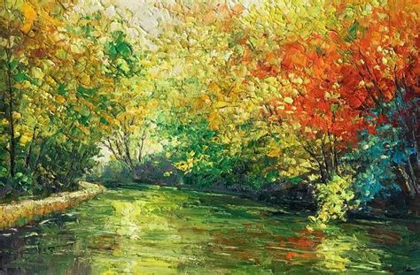 Landscape Oil Painting Autumn Tree Painting Canvas Artwork Canvas P