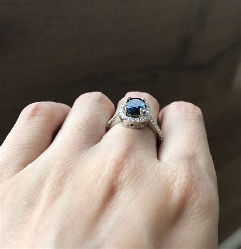 Certified Ct Blue Sapphire Elongated Oval Engagement Ring Etsy