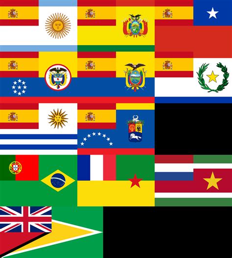 All Of The Flags Of South America In The Style Of Australia Including