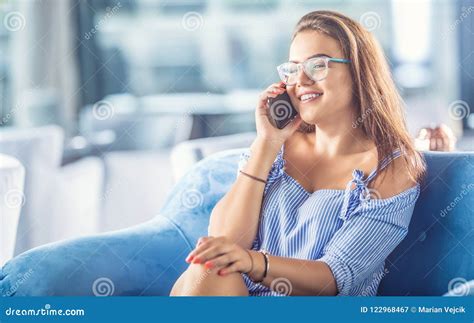 Beautiful Young Woman With Mobile Phone At Home Stock Image Image Of