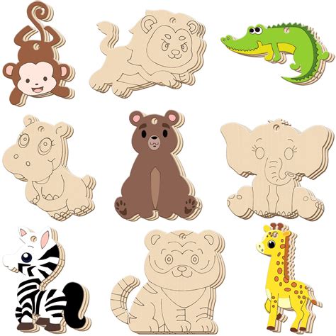 Buy 36 Pack Unfinished Wood Animal Jungle Cutouts Jungle Animal Crafts