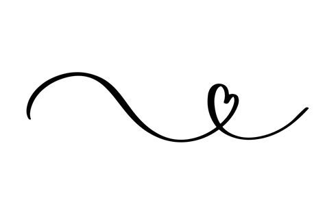 Squiggle And Swirl Line With A Heart Hand Drawn Calligraphic Swirl