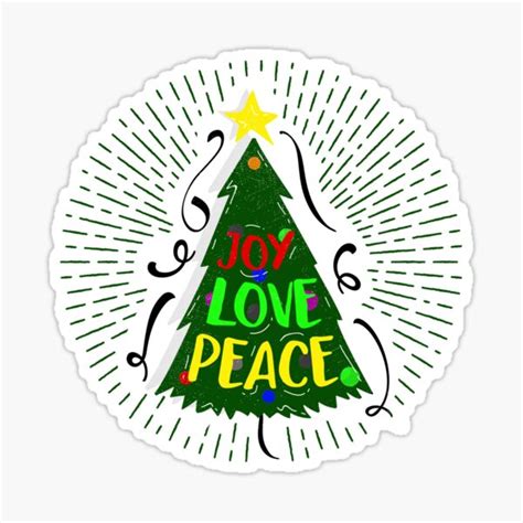 Joy Love Peace Christmas Tree Sticker By Stilllearning Redbubble